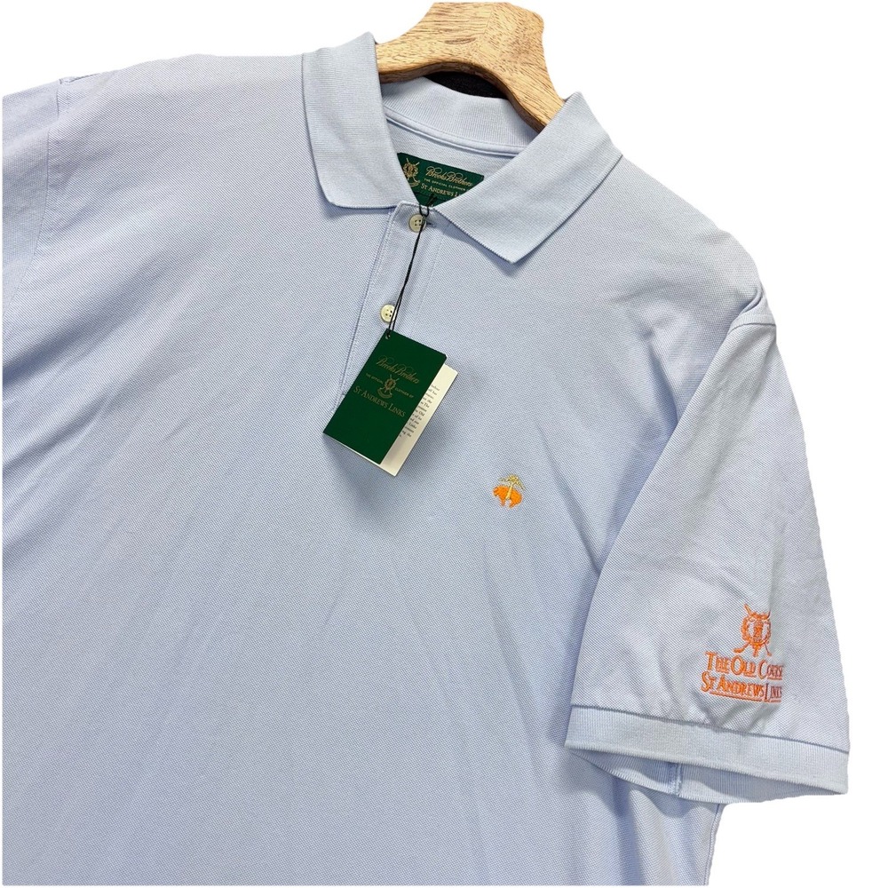 Brooks Brothers St. Andrews Links Golf Polo Shirt Mens XL Short Sleeve Blue NEW